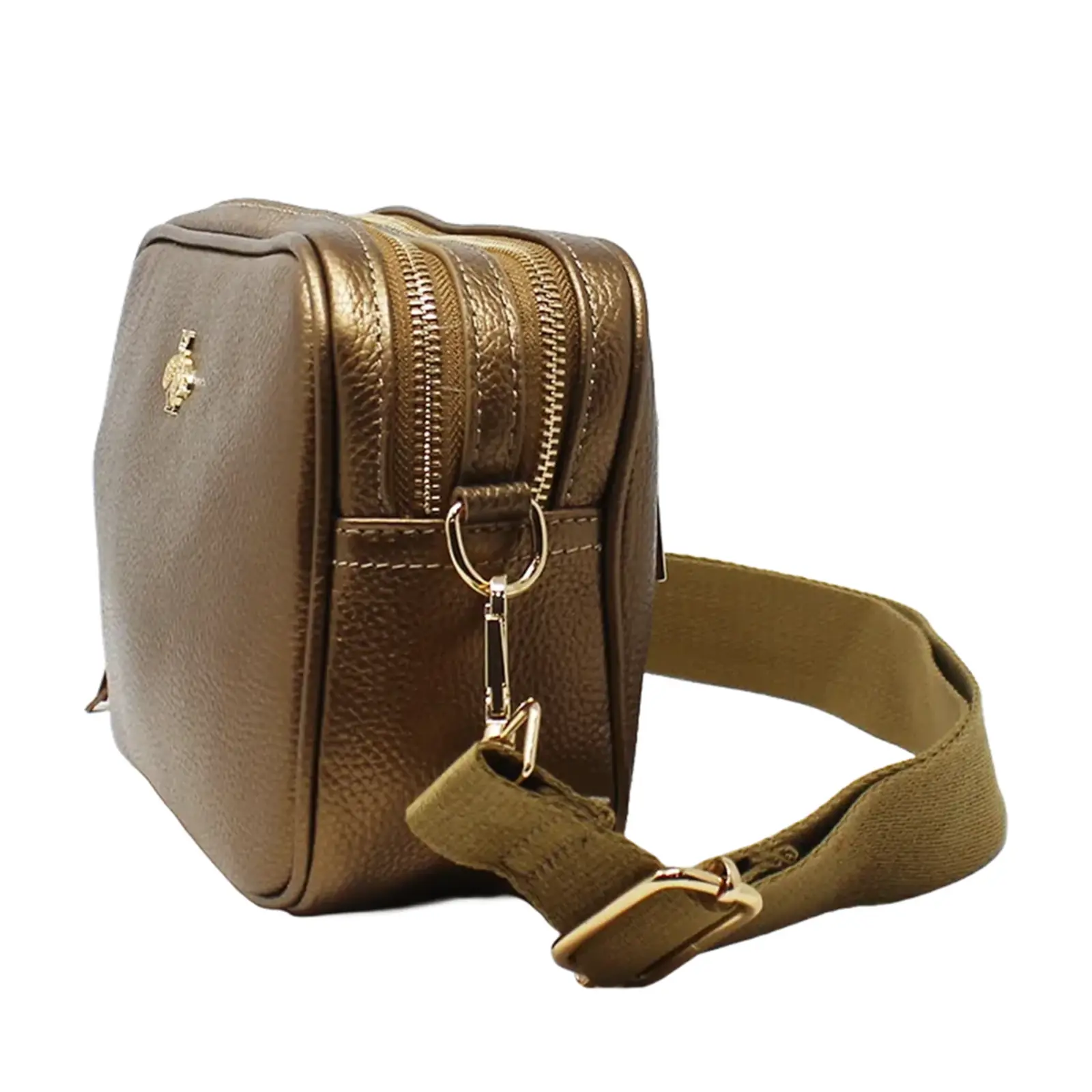 Double Zipper Genuine Leather Camera Bag with Bee - Image 10