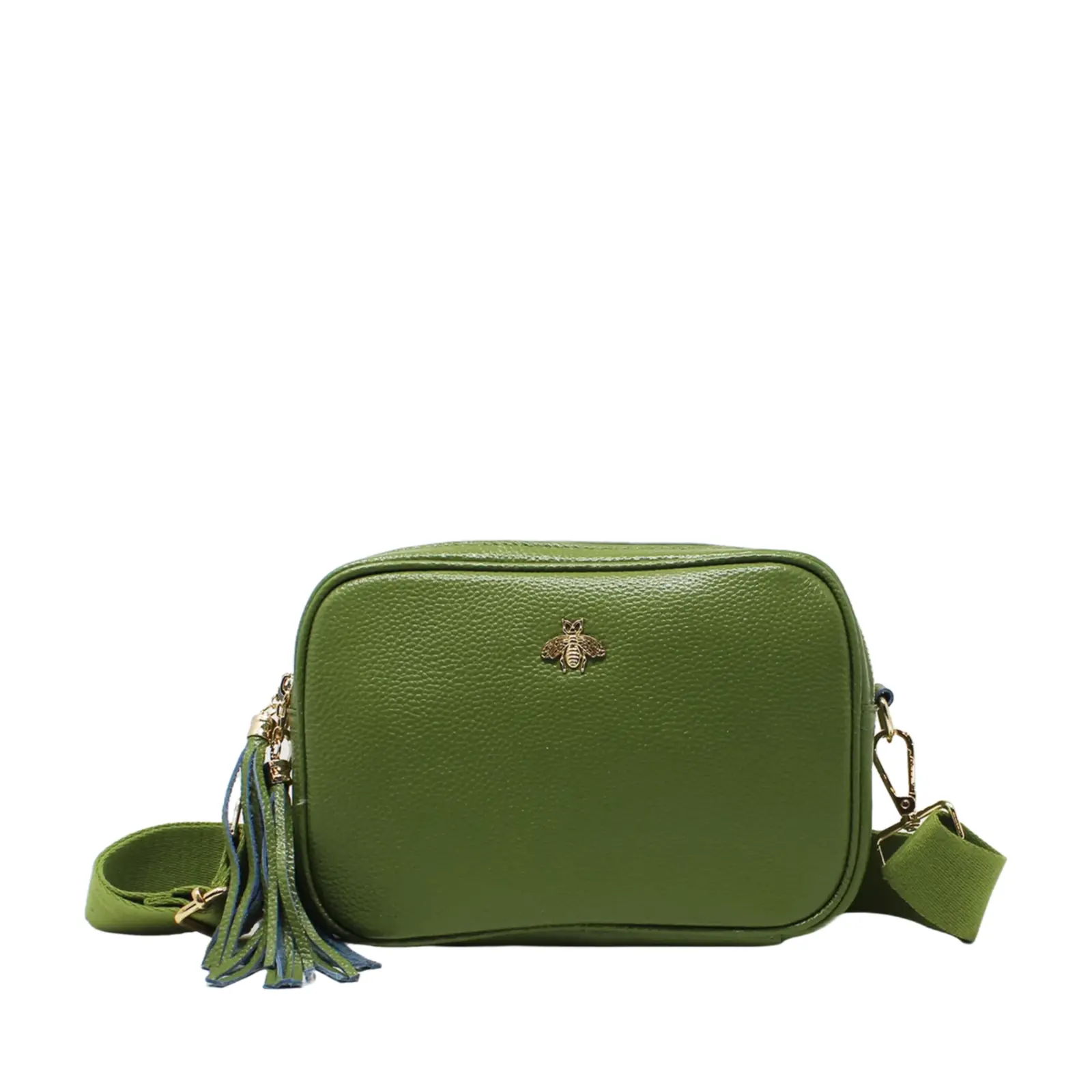 Double Zipper Genuine Leather Camera Bag with Bee - Image 11
