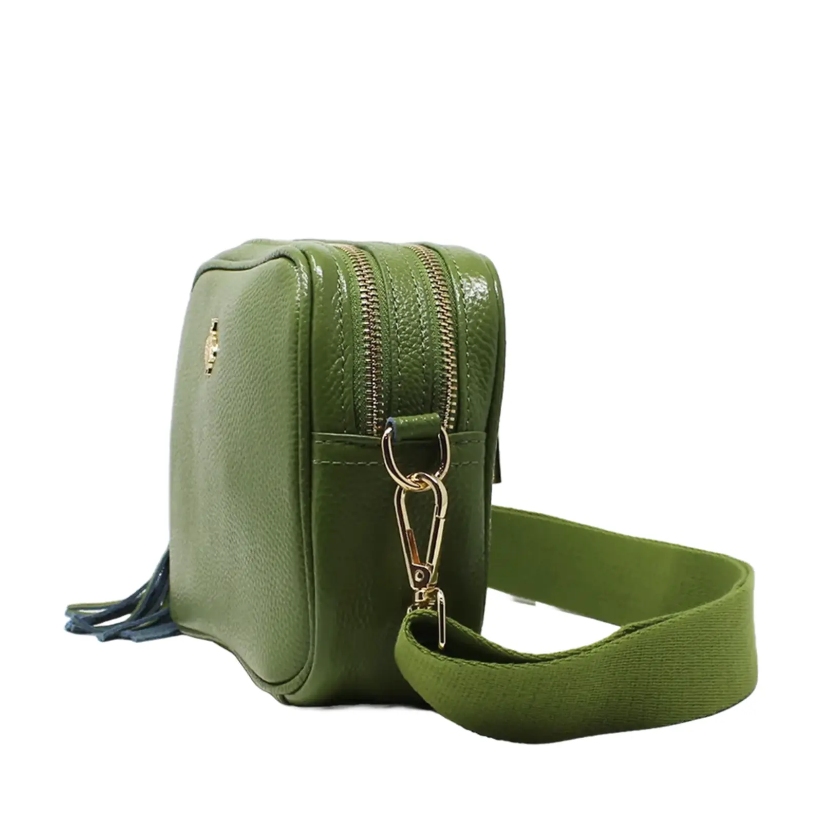 Double Zipper Genuine Leather Camera Bag with Bee - Image 12