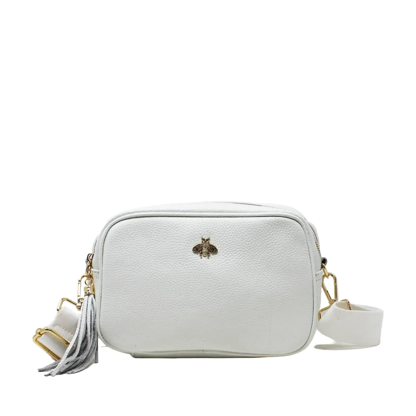 Double Zipper Genuine Leather Camera Bag with Bee - Image 21