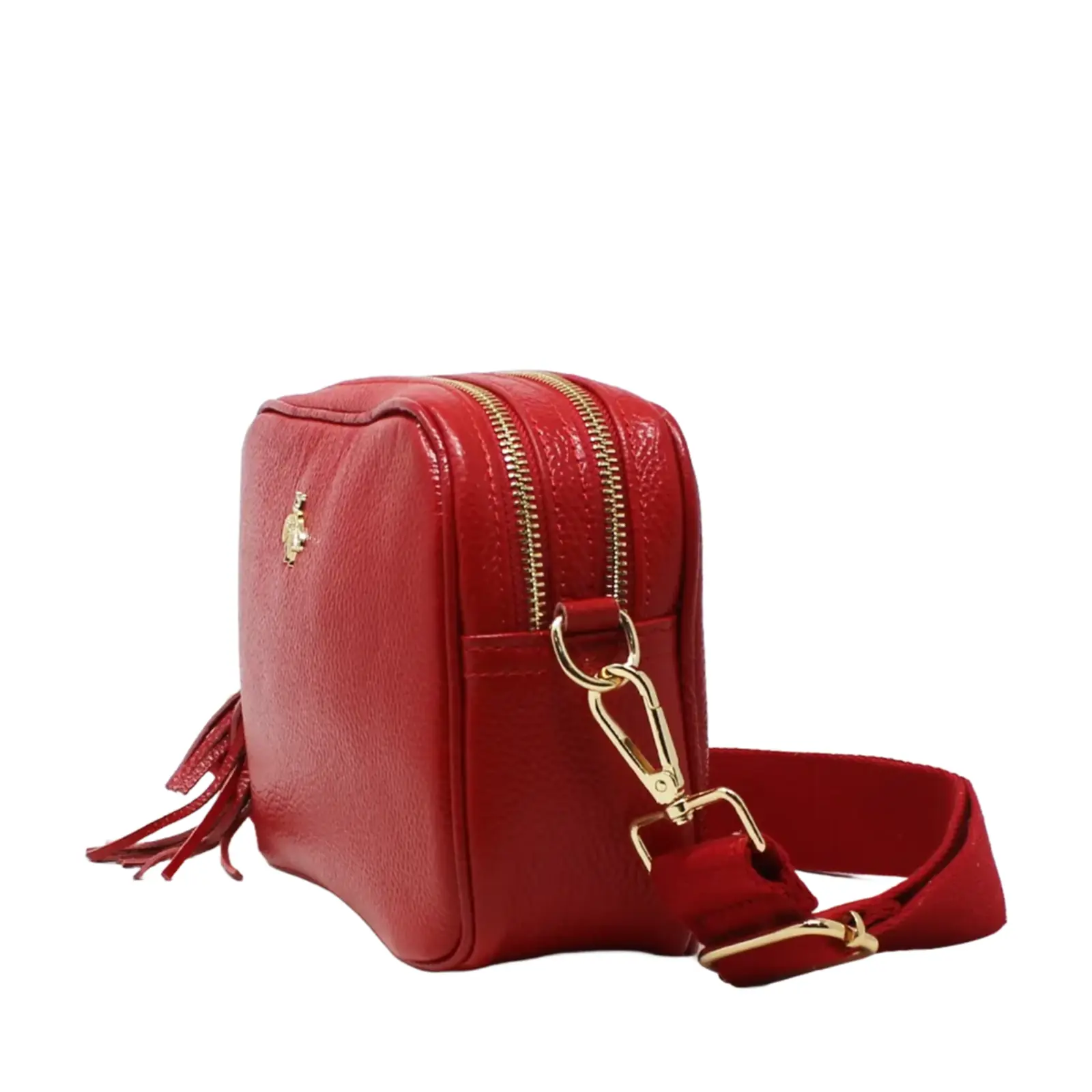 Double Zipper Genuine Leather Camera Bag with Bee - Image 20