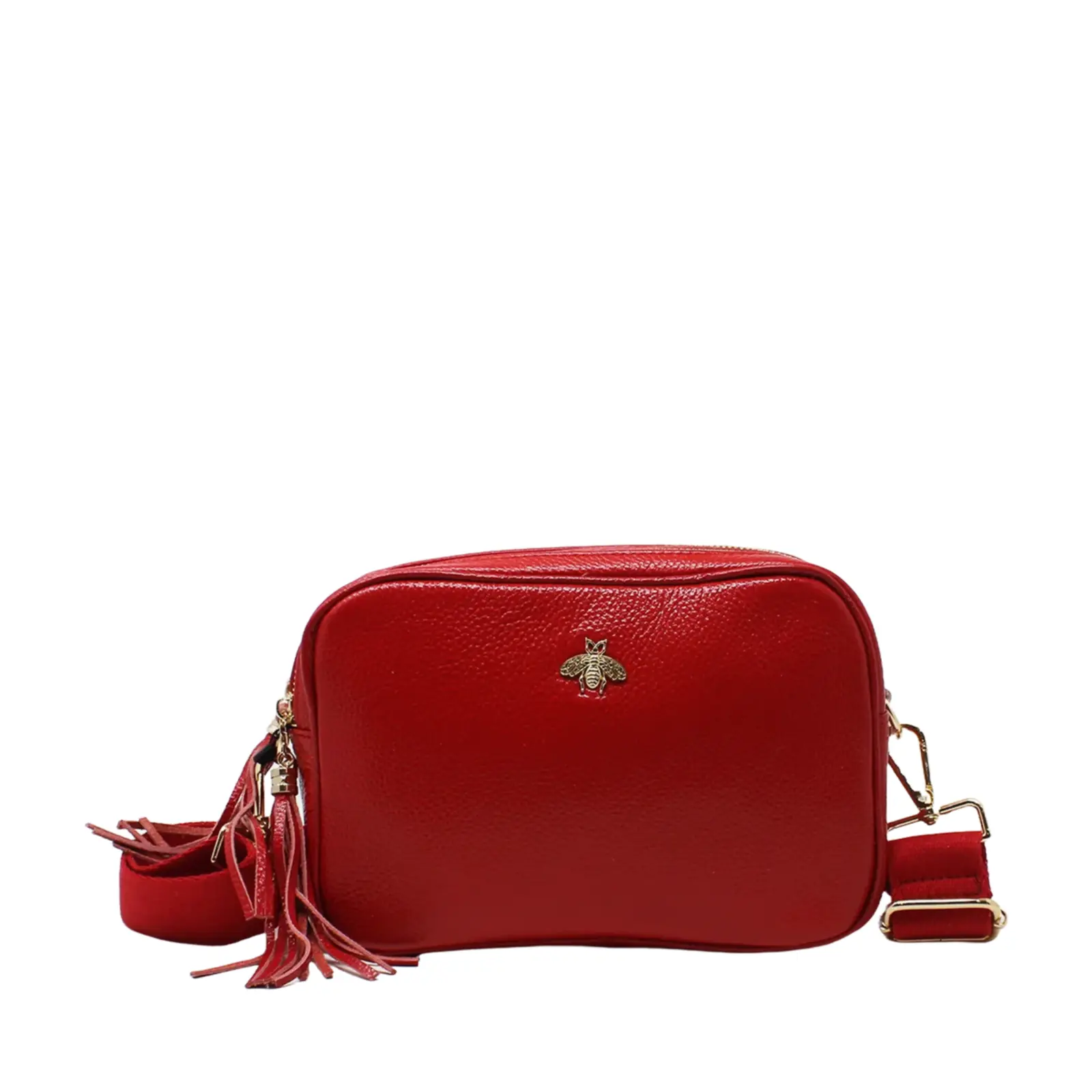 Double Zipper Genuine Leather Camera Bag with Bee - Image 19