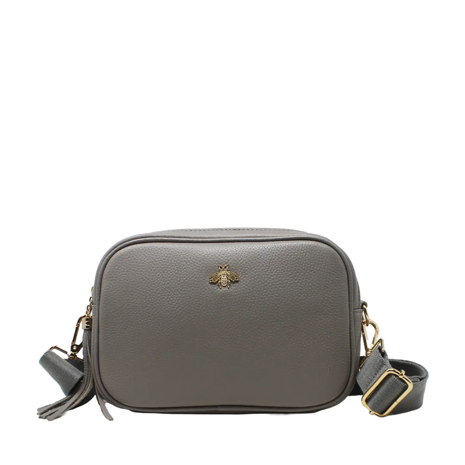 Double Zipper Genuine Leather Camera Bag with Bee - Image 13