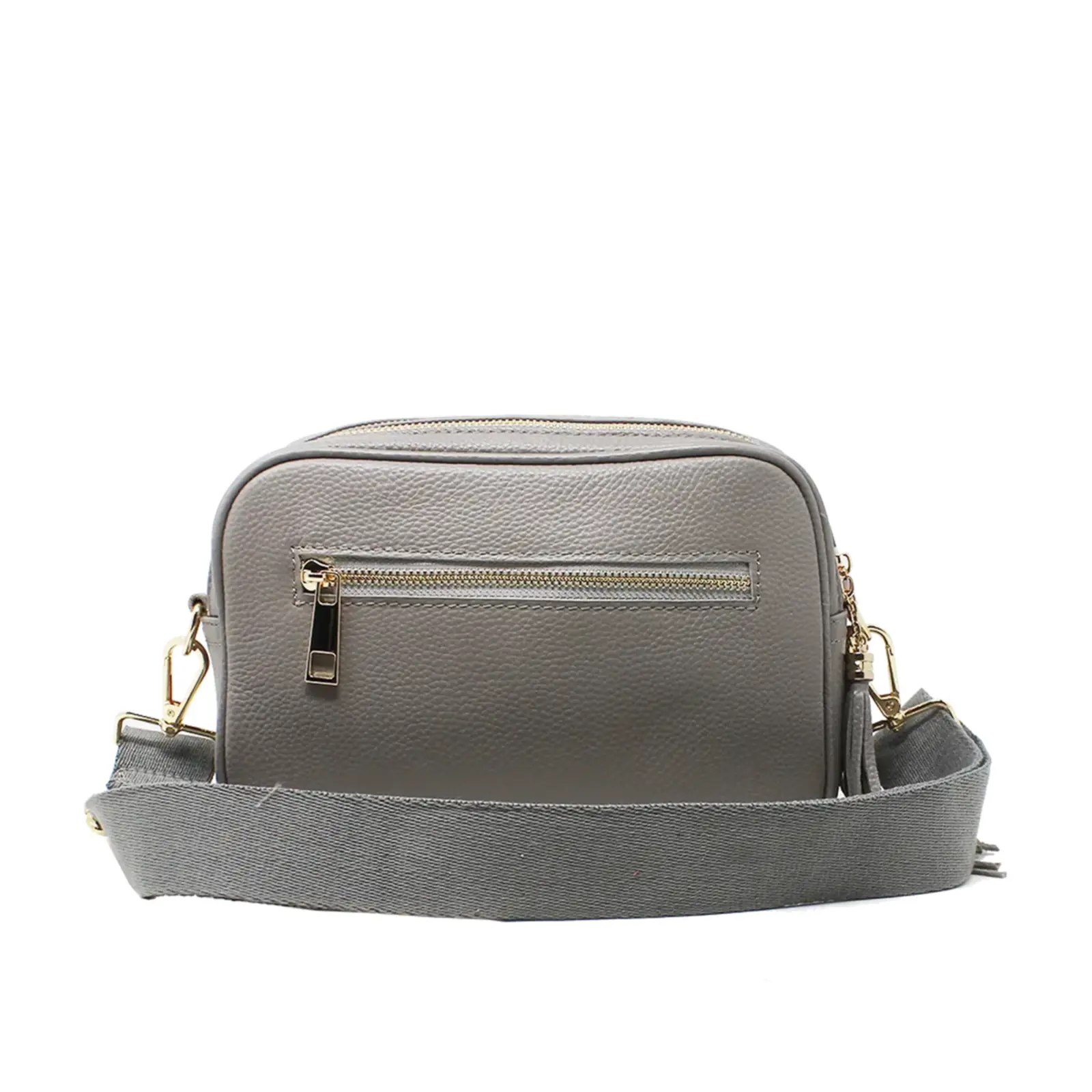 Double Zipper Genuine Leather Camera Bag with Bee - Image 14