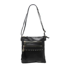 Multi-zipped Crossbody Bag with Stud Button Details