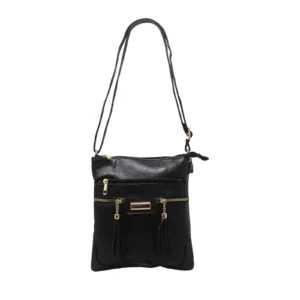 Duo-Compartment Crossbody with Double Tassels