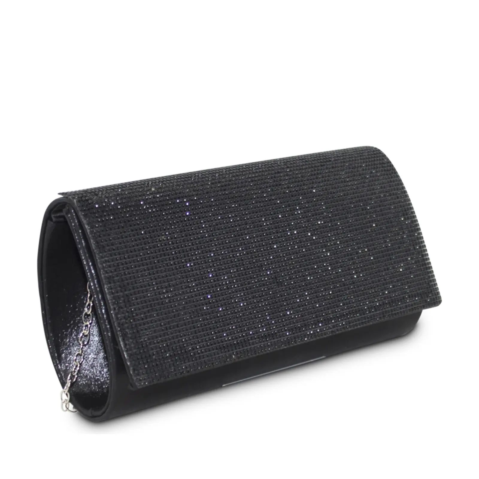 Curved Diamante Textured Gloss Evening Bag - Image 2