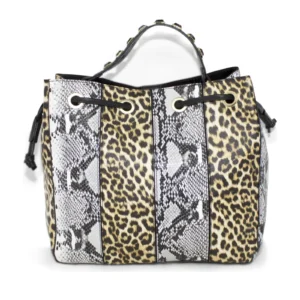 Alpini Mixed Animal Print Bucket Bag Set