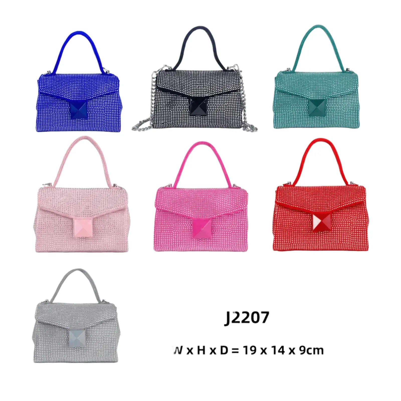 Full Diamante Small Satchel Bag with Chain