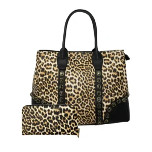 Alpini Leopard Anima Prints Tote Bag with Studs