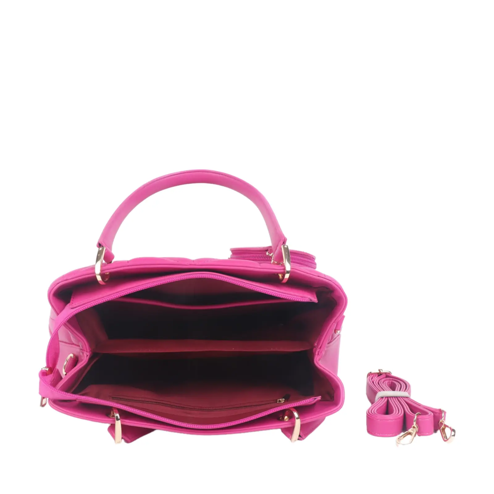 Metal Chain Link Tote Bag with Pom Pom - Image 6