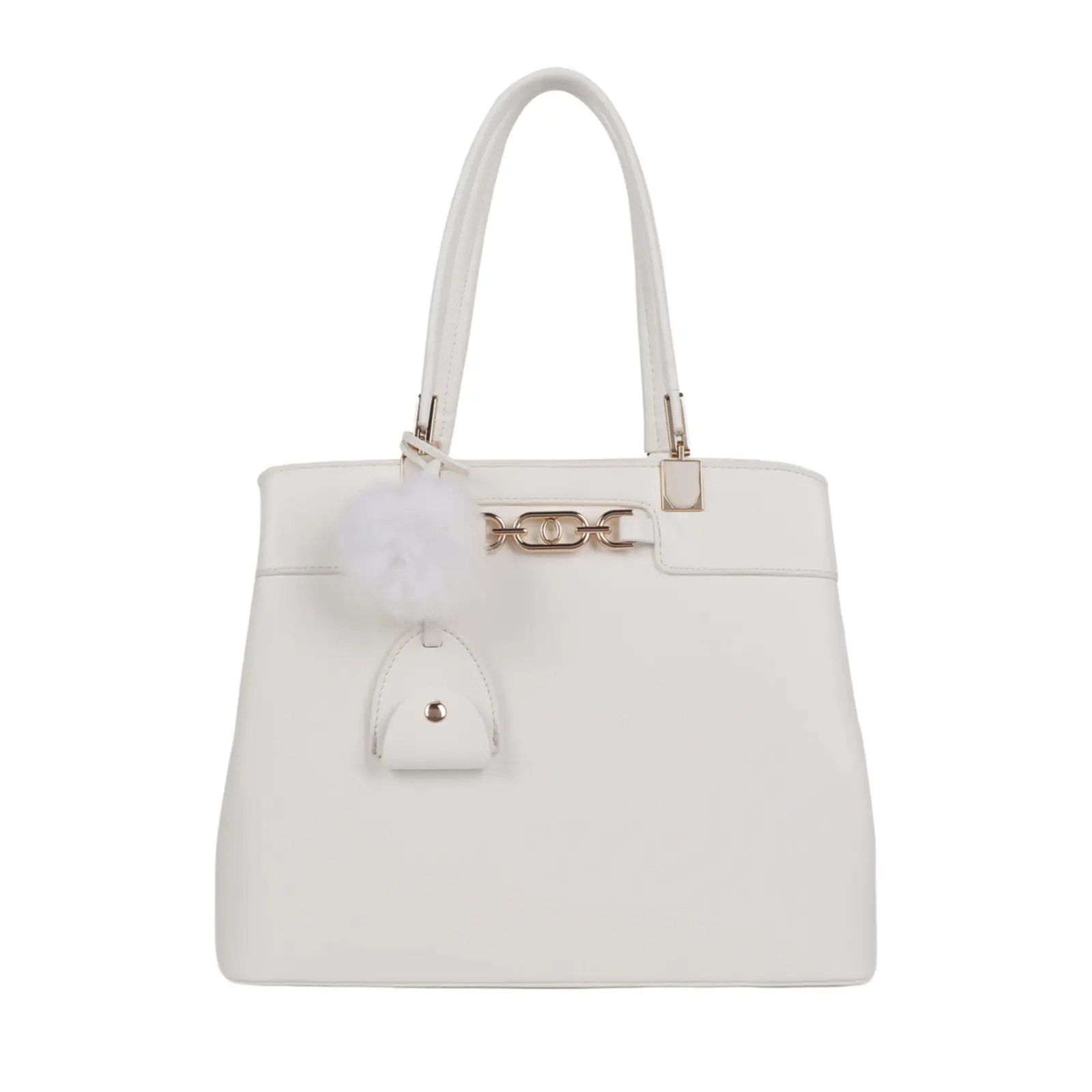 Metal Chain Link Tote Bag with Pom Pom - Image 7