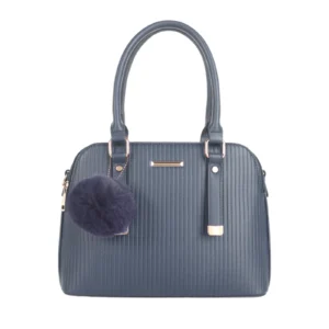 Top Handle Tote Bag with Vertical Stitched Lines