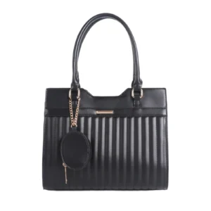 Striped Patterned Handbag with Chain Coin Purse