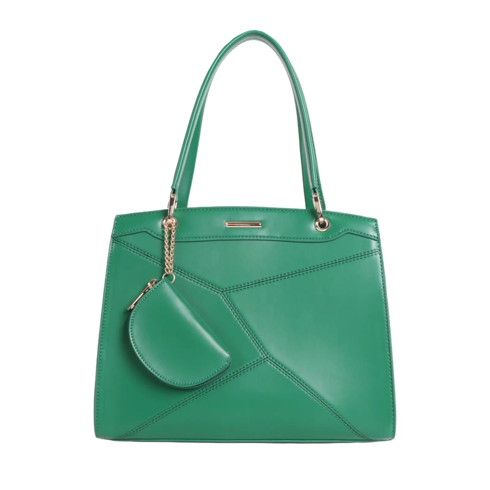 Ladies Stitched Pattern Tote with a Chain Coin Purse - Image 4