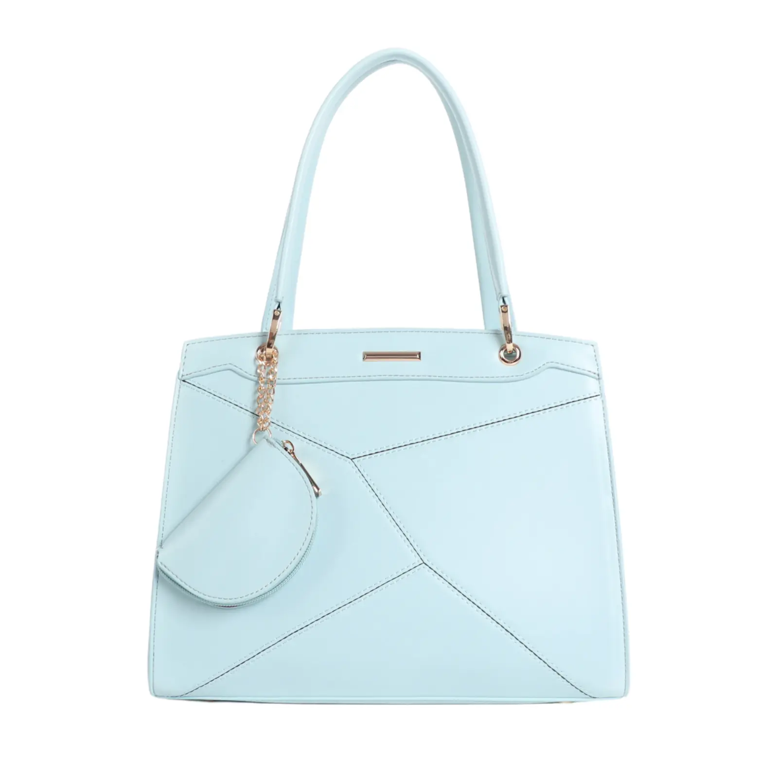 Ladies Stitched Pattern Tote with a Chain Coin Purse - Image 6