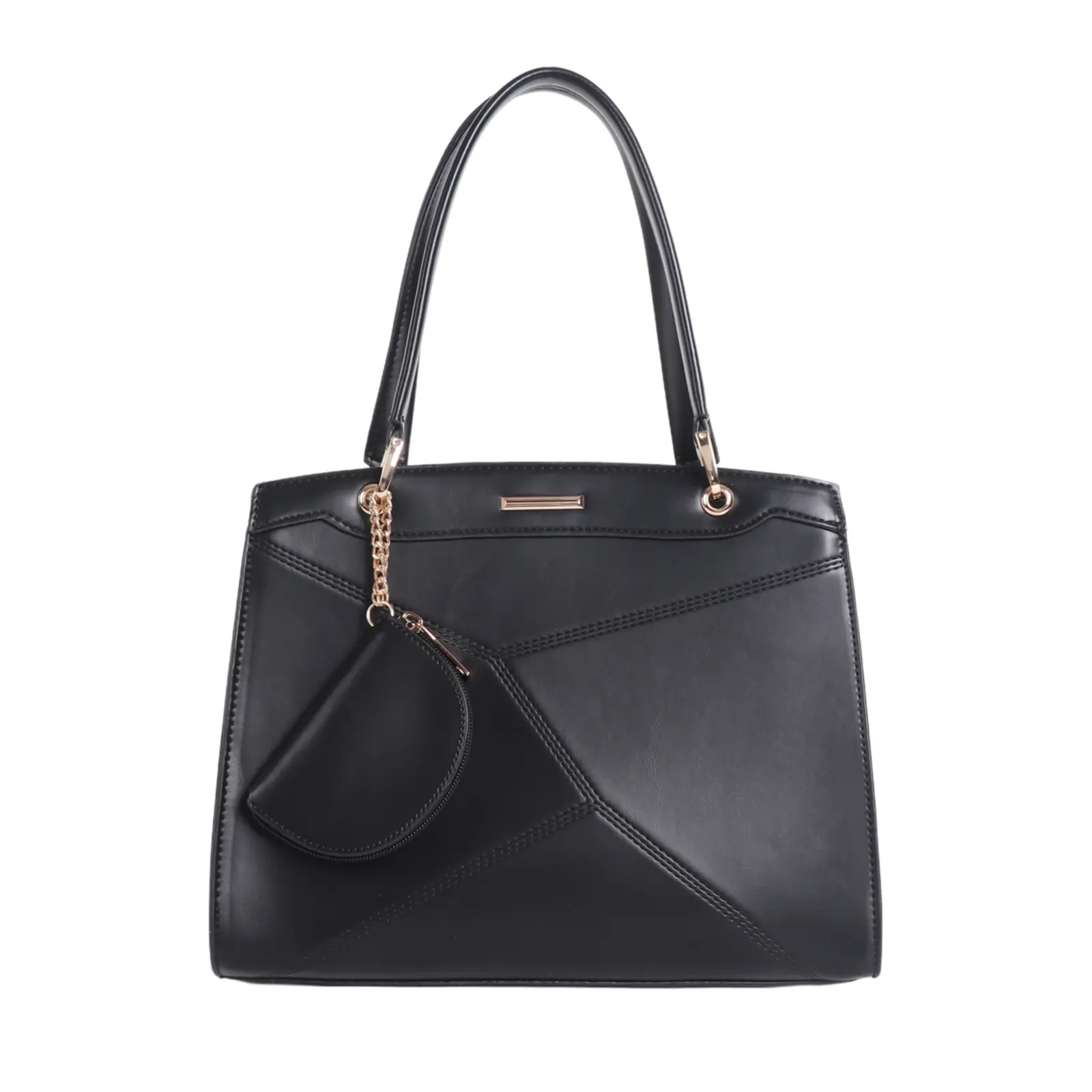 Ladies Stitched Pattern Tote with a Chain Coin Purse