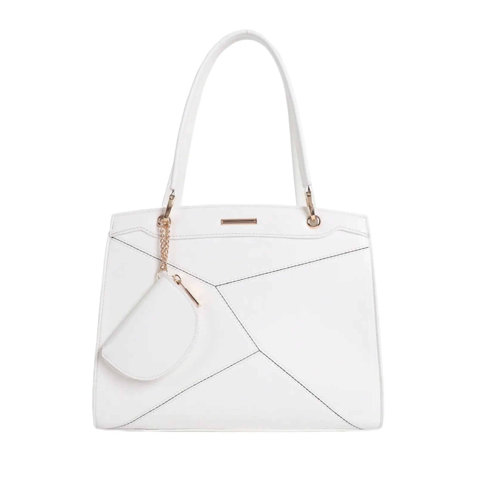 Ladies Stitched Pattern Tote with a Chain Coin Purse - Image 7