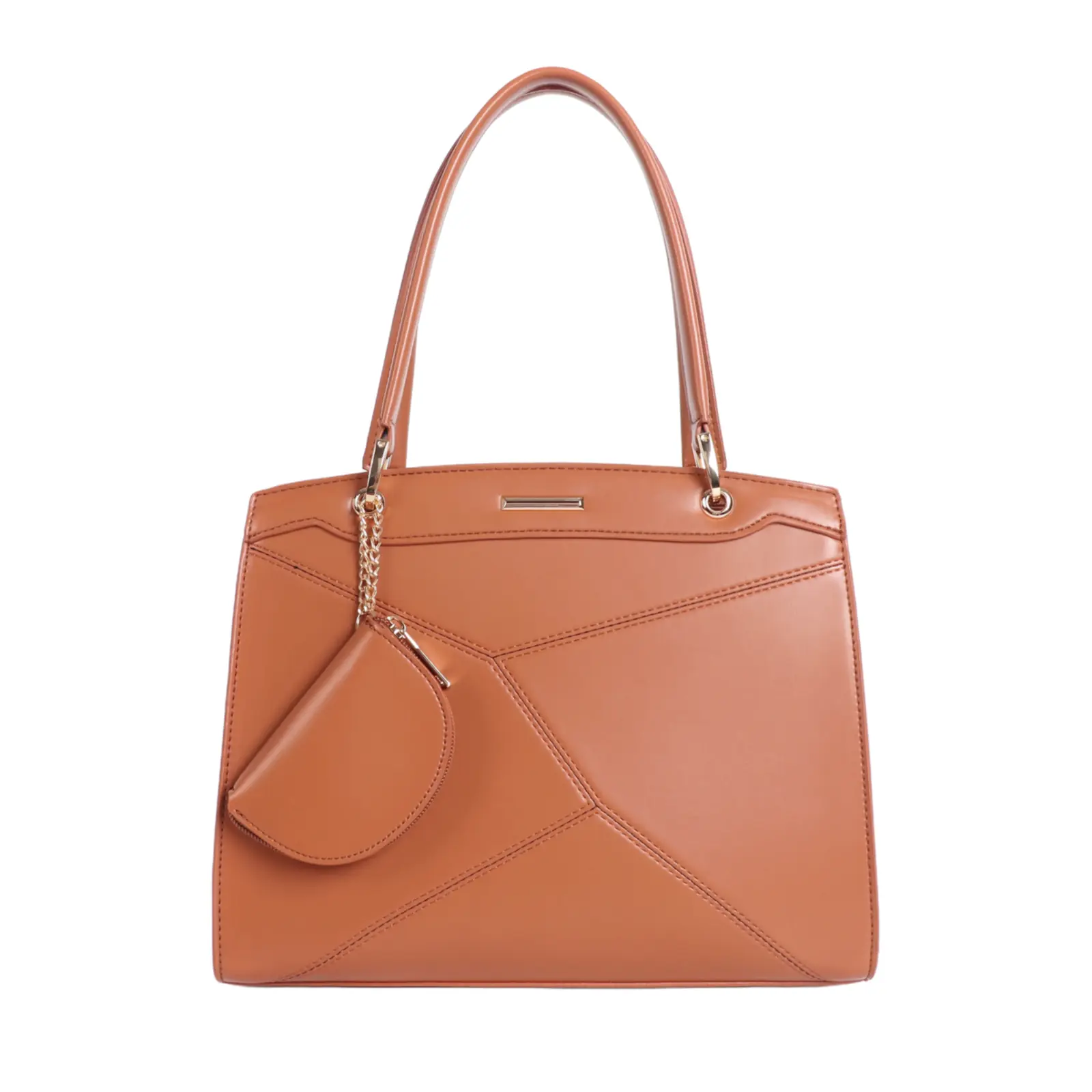 Ladies Stitched Pattern Tote with a Chain Coin Purse - Image 2