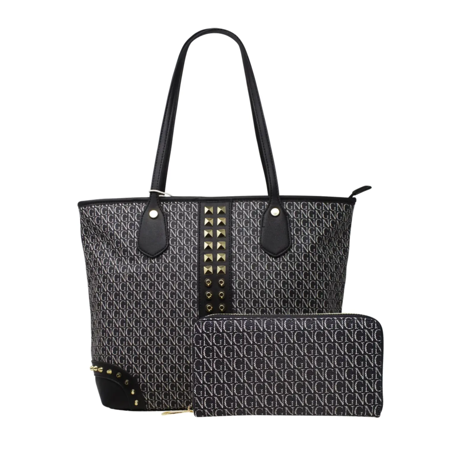 Logo Printed Shopper with Metal Studs - Image 2
