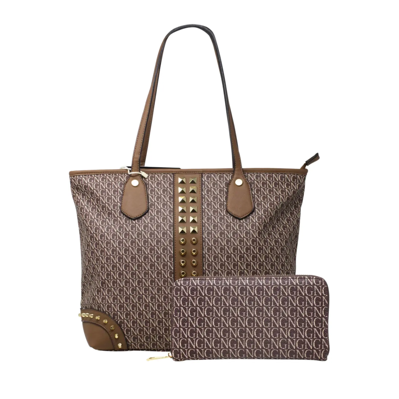 Logo Printed Shopper with Metal Studs - Image 4