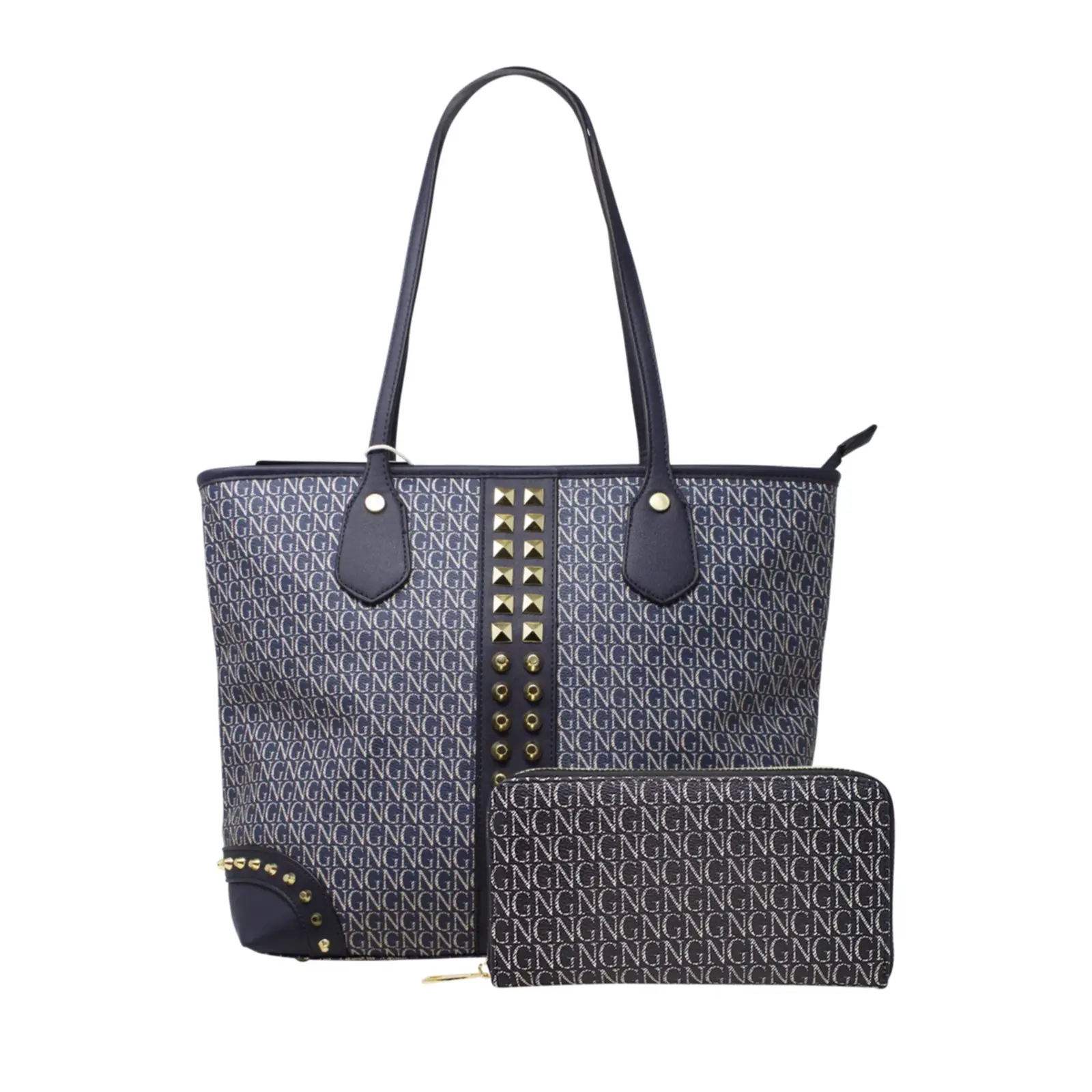 Logo Printed Shopper with Metal Studs - Image 3