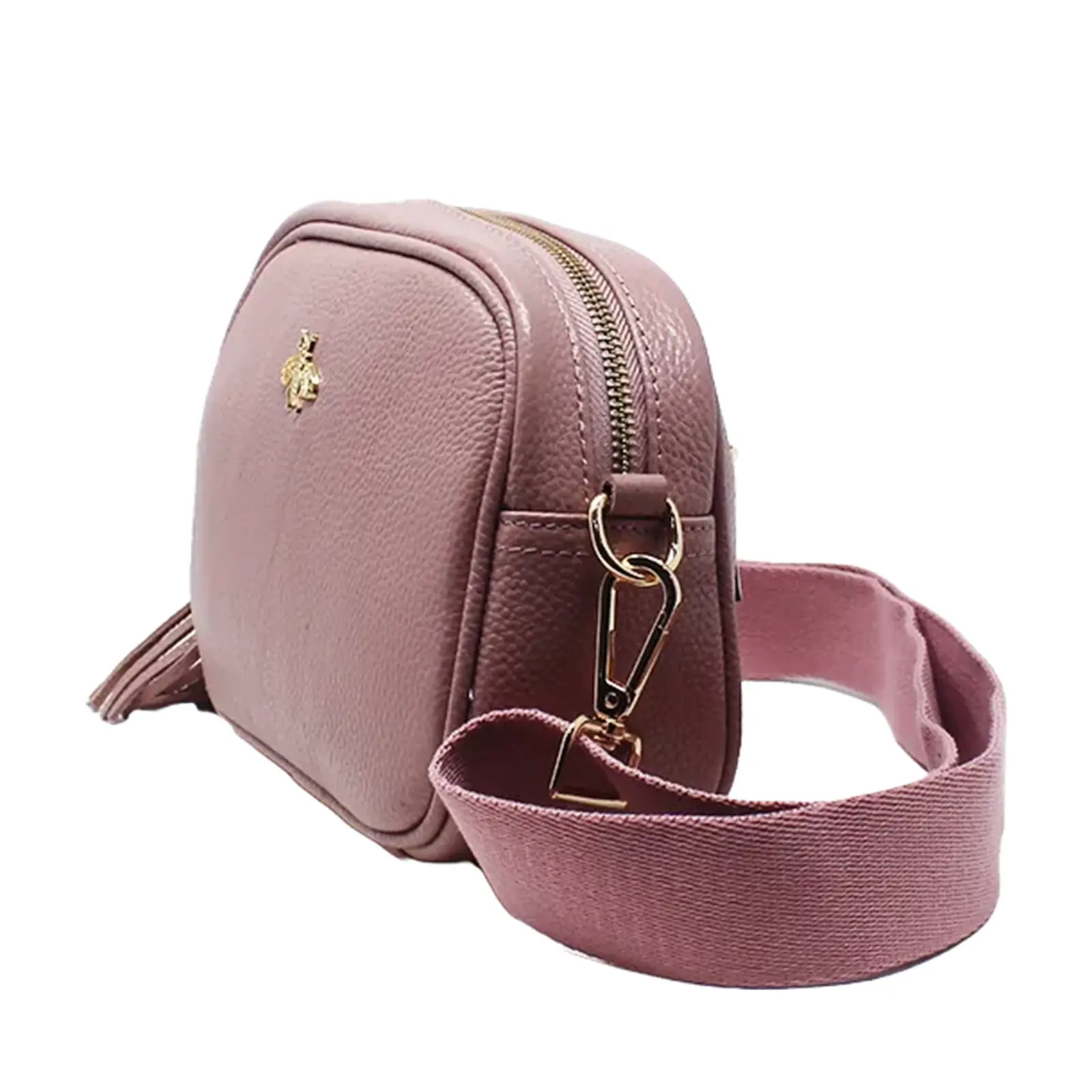 Simple Crossbody Genuine Leather Bag with Bee Decor - Image 18