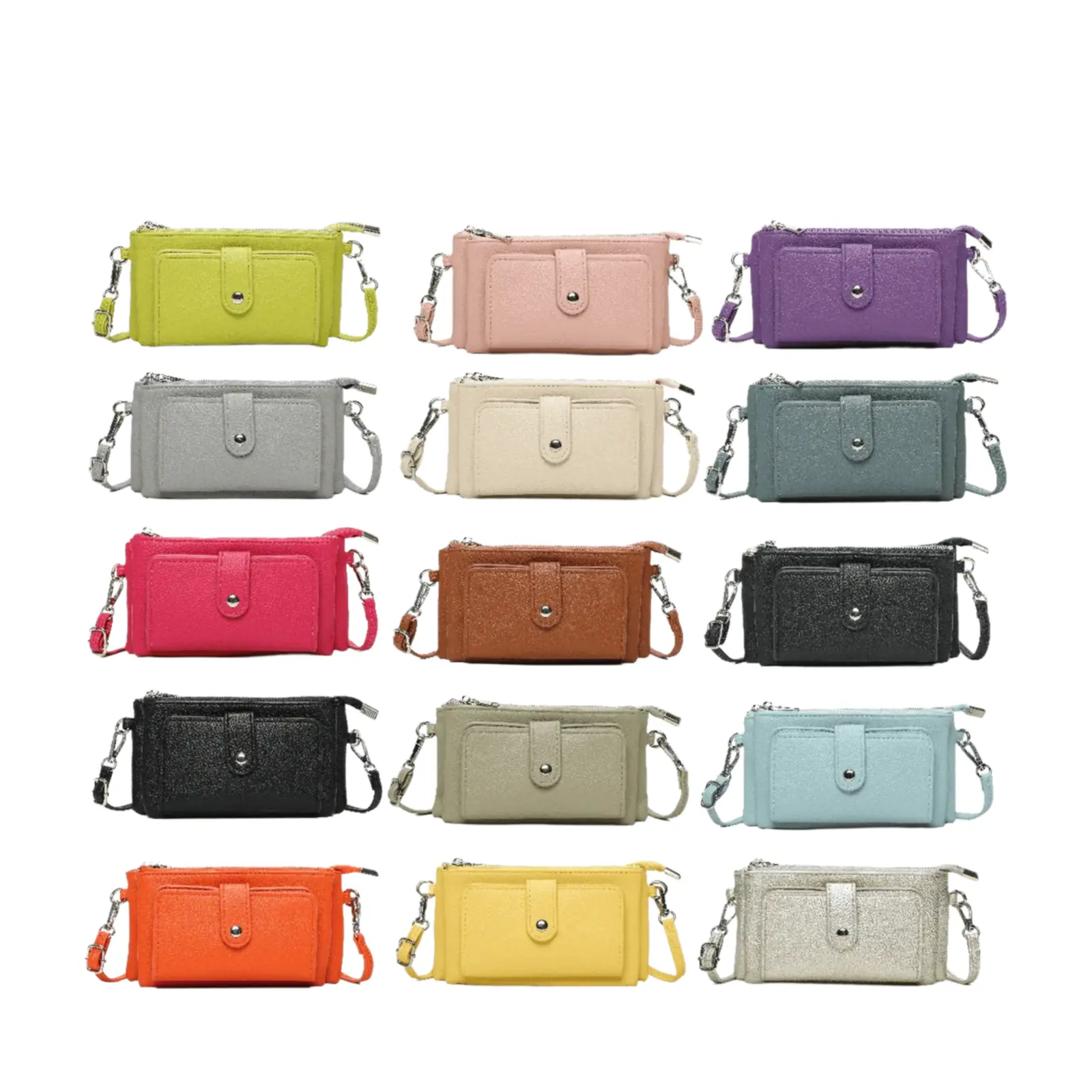 Multi-Pocket Leather Crossbody Wallet with Detachable Strap - Image 2