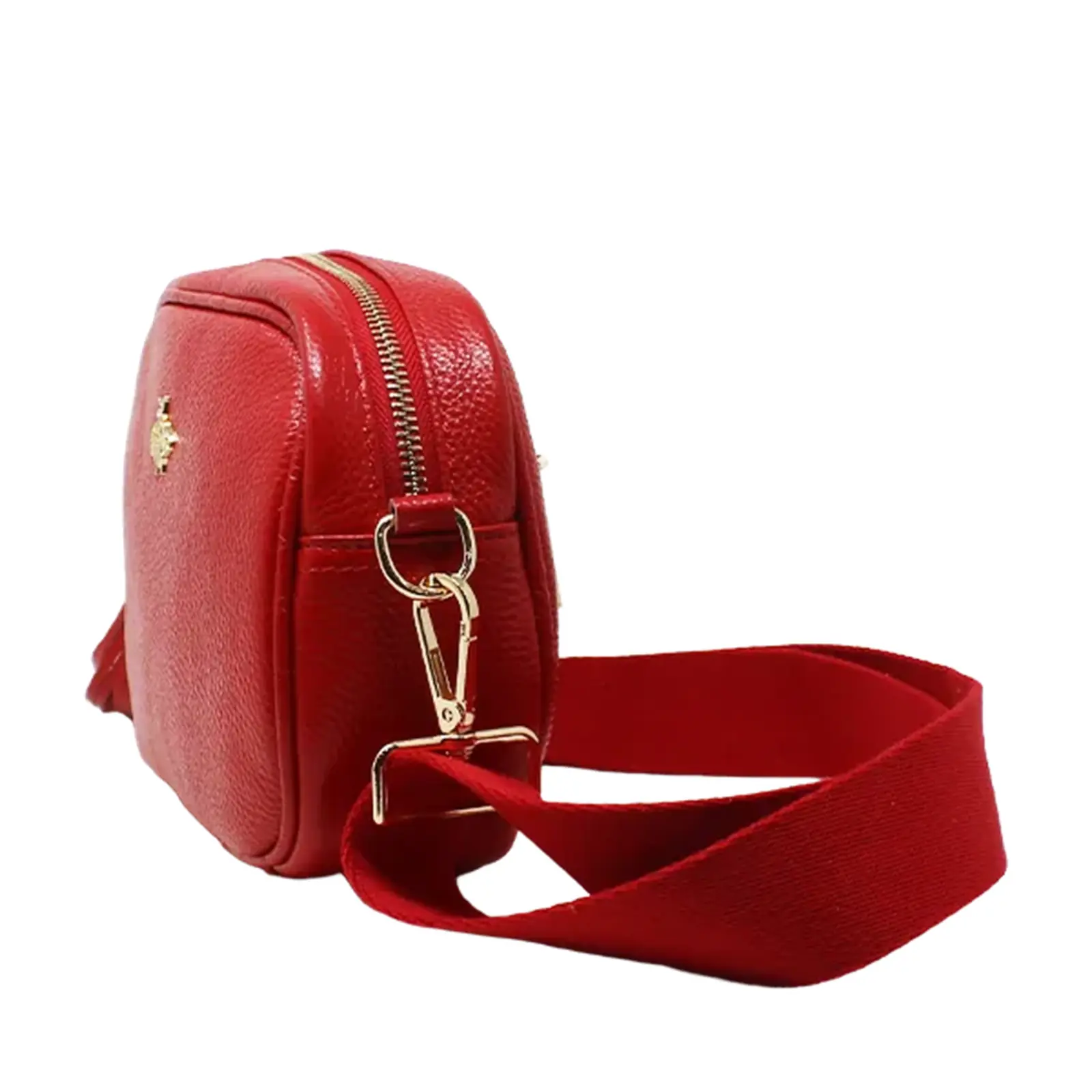 Simple Crossbody Genuine Leather Bag with Bee Decor - Image 20