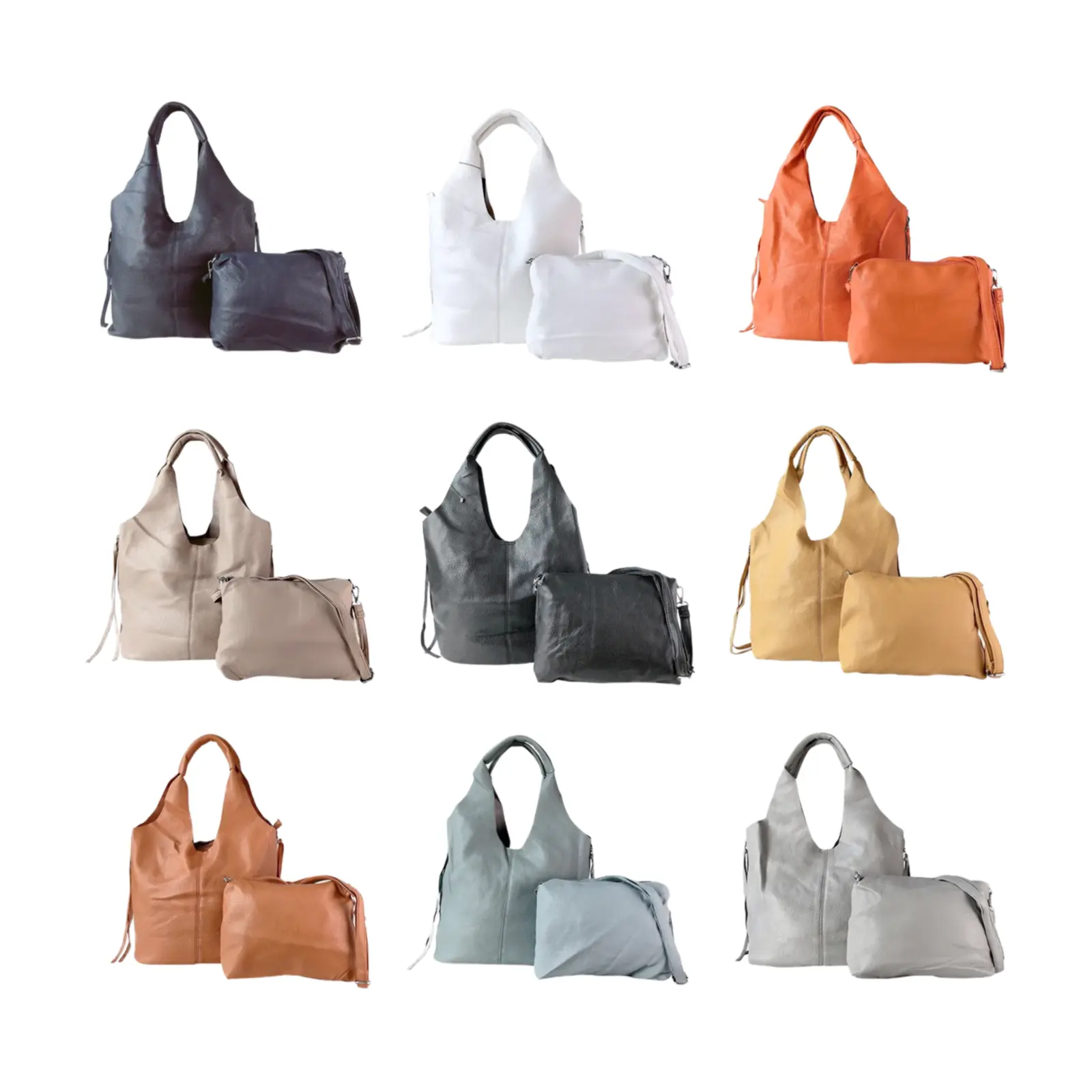 2-in-1 Soft Leather Hobo Shoulder Bag Set - Image 2