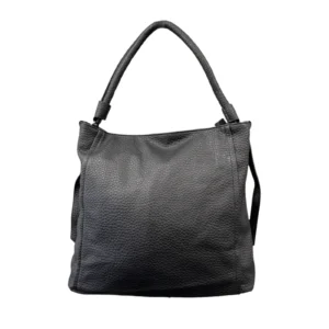 Textured PU Leather Shoulder Bag with Side Accent Detail & Detachable Crossbody Strap