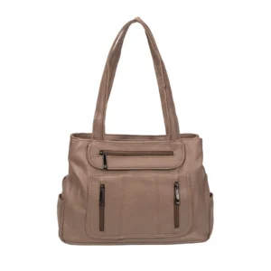 Classic Multi-Zip PU Leather Tote Bag