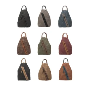 Unisex Convertible Two-Tone Fashion Backpack with Diagonal Zipper