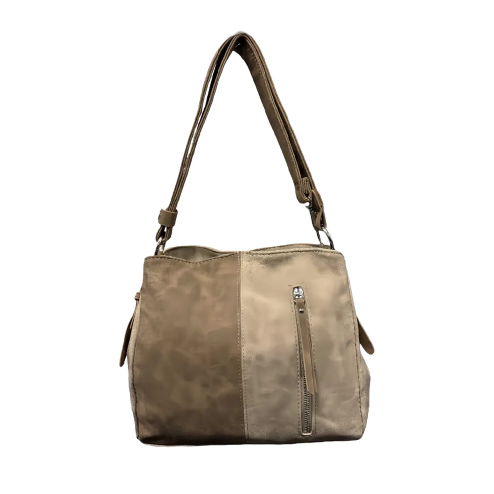 Dual-Tone Zipped Shoulder/Crossbody Bag