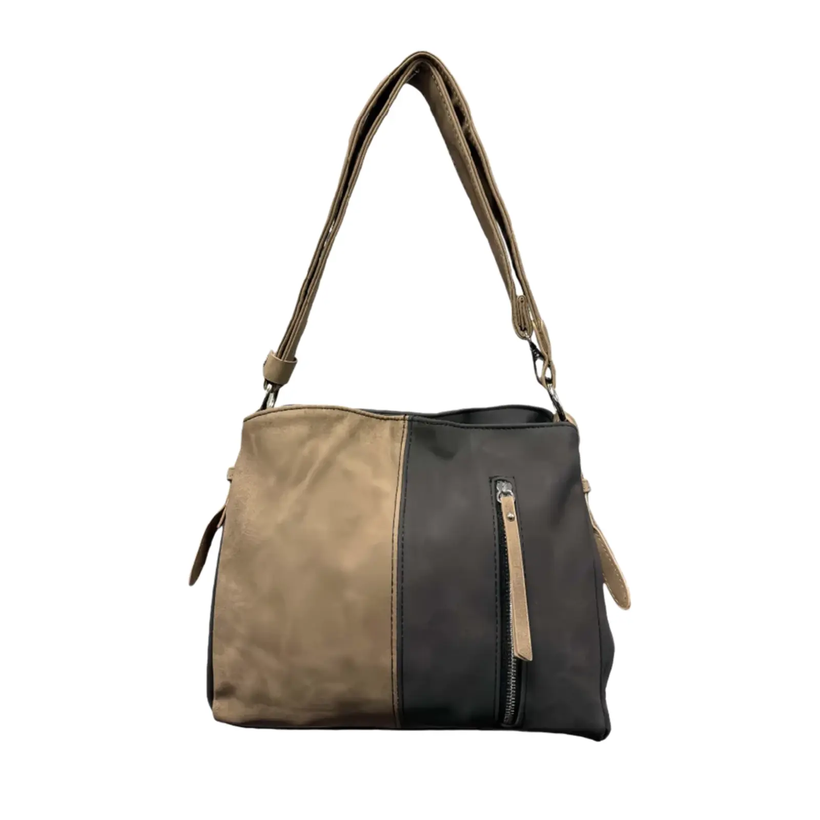 Dual-Tone Zipped Shoulder/Crossbody Bag - Image 6