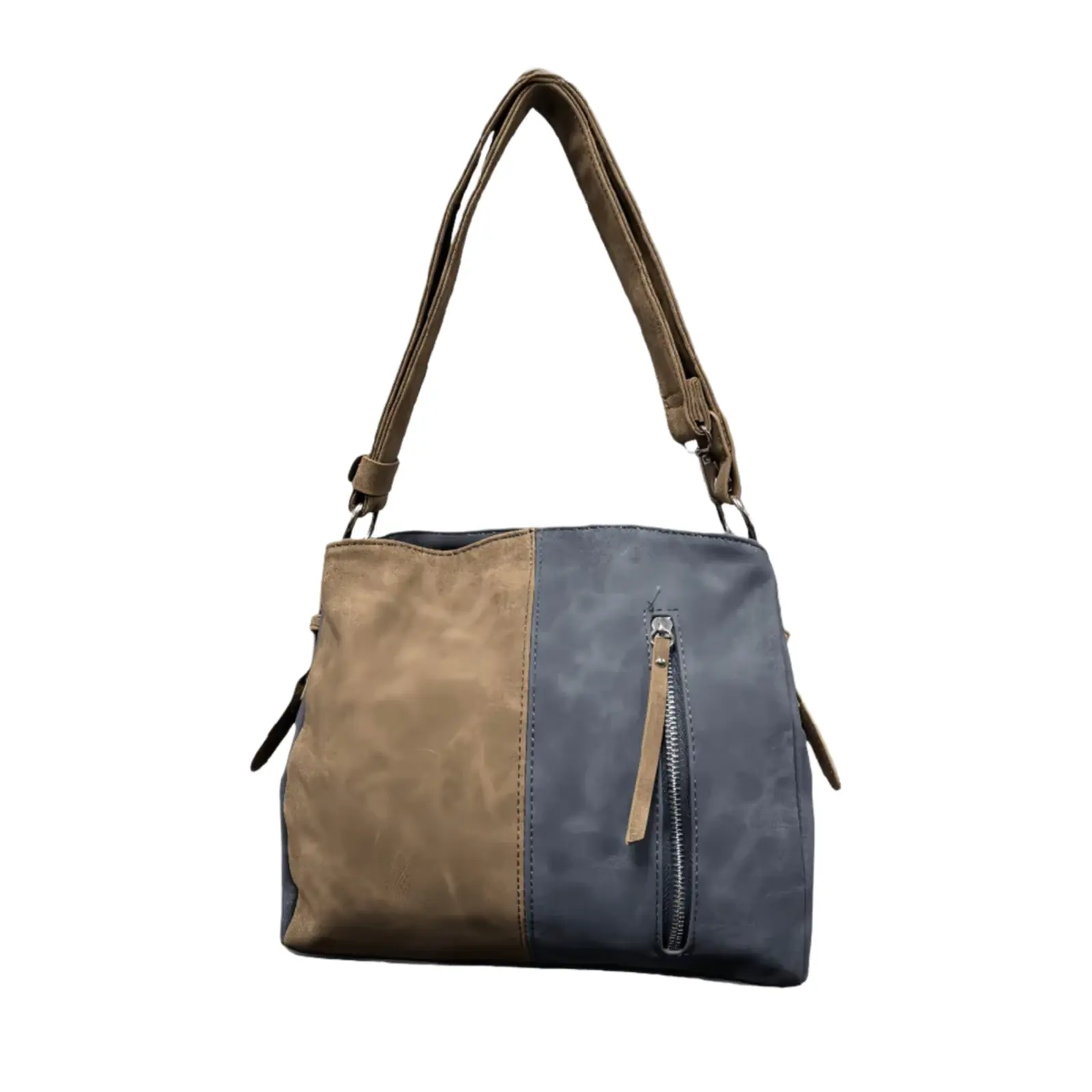 Dual-Tone Zipped Shoulder/Crossbody Bag - Image 11