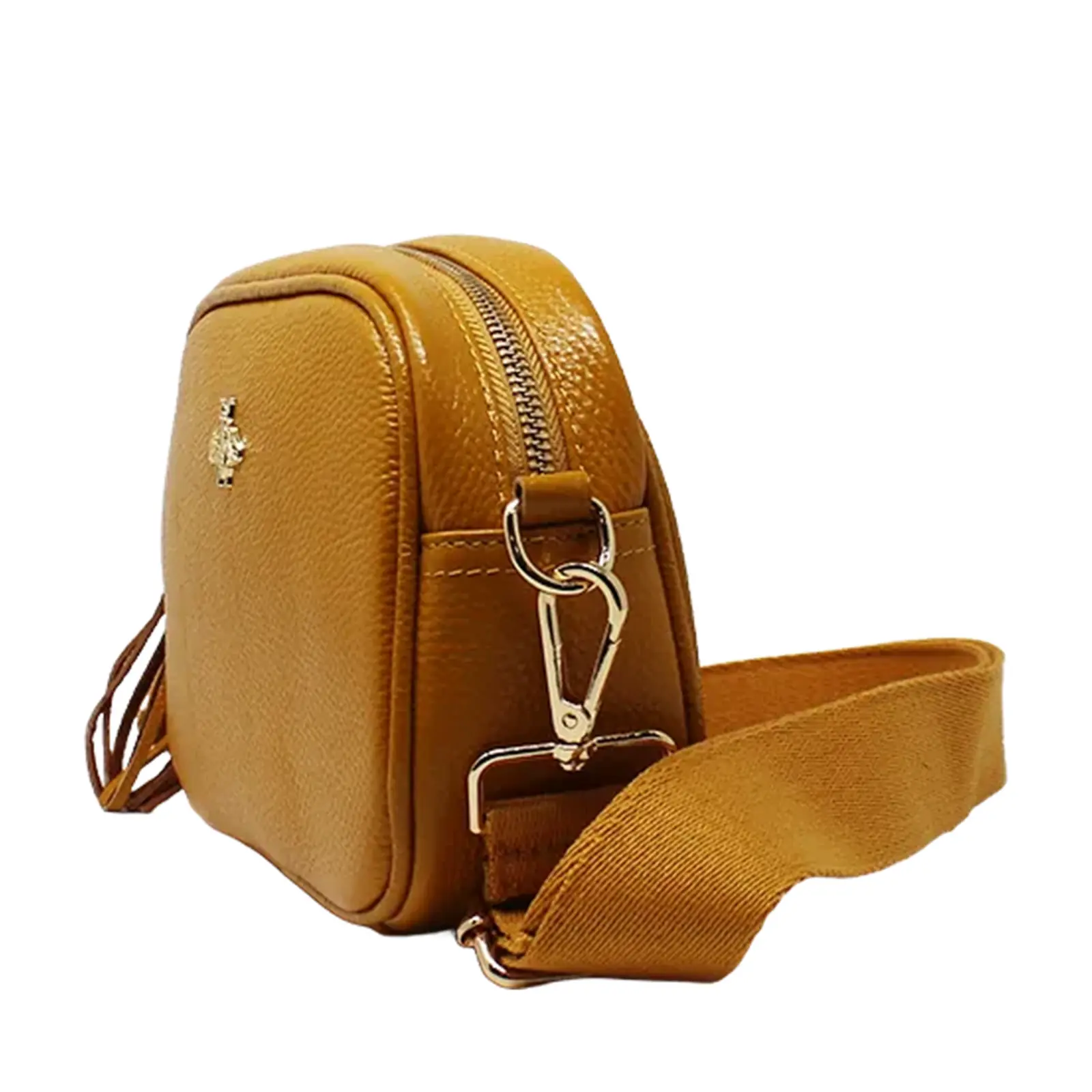 Simple Crossbody Genuine Leather Bag with Bee Decor - Image 24