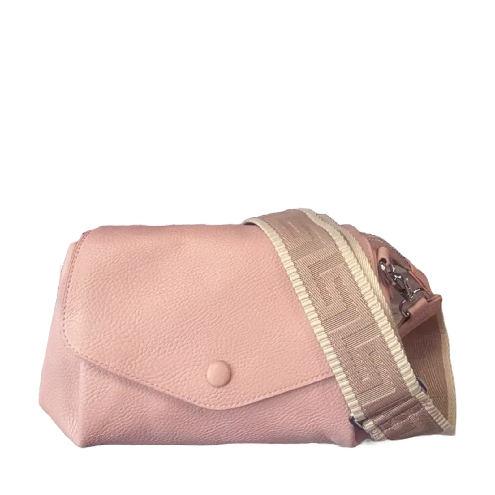 Flapover Crossbody with Patterned Canvas Strap - Image 2