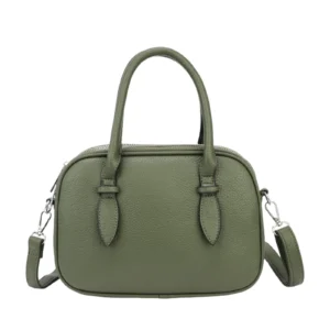 Retro Oval Textured Handbag (with Detachable Strap)