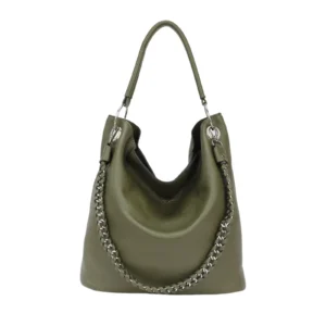 Chain-Trimmed Mother-Daughter Bucket Bag Set - with Removable Inner Pouch