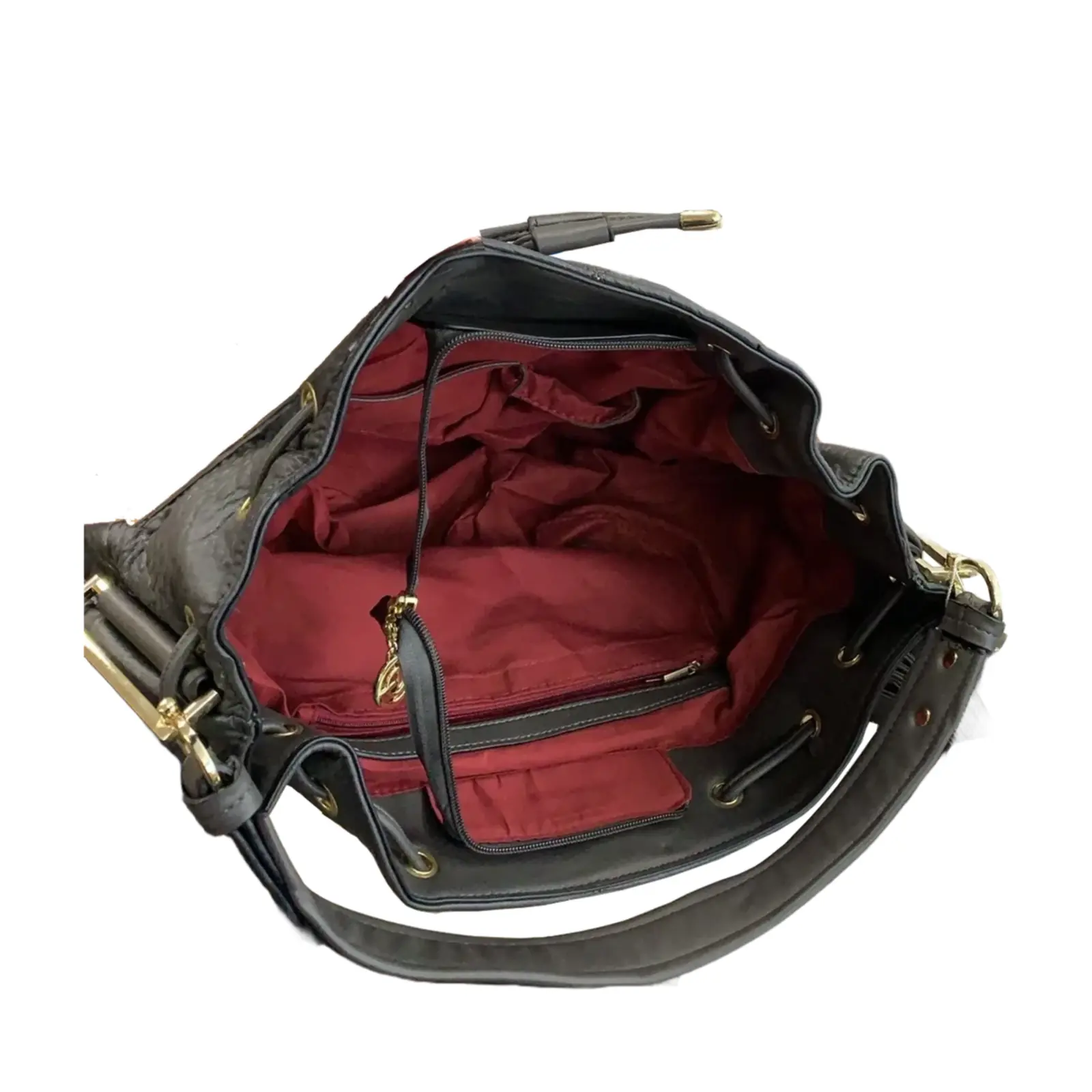 Drawstring Bucket Handbag with Detachable Strap