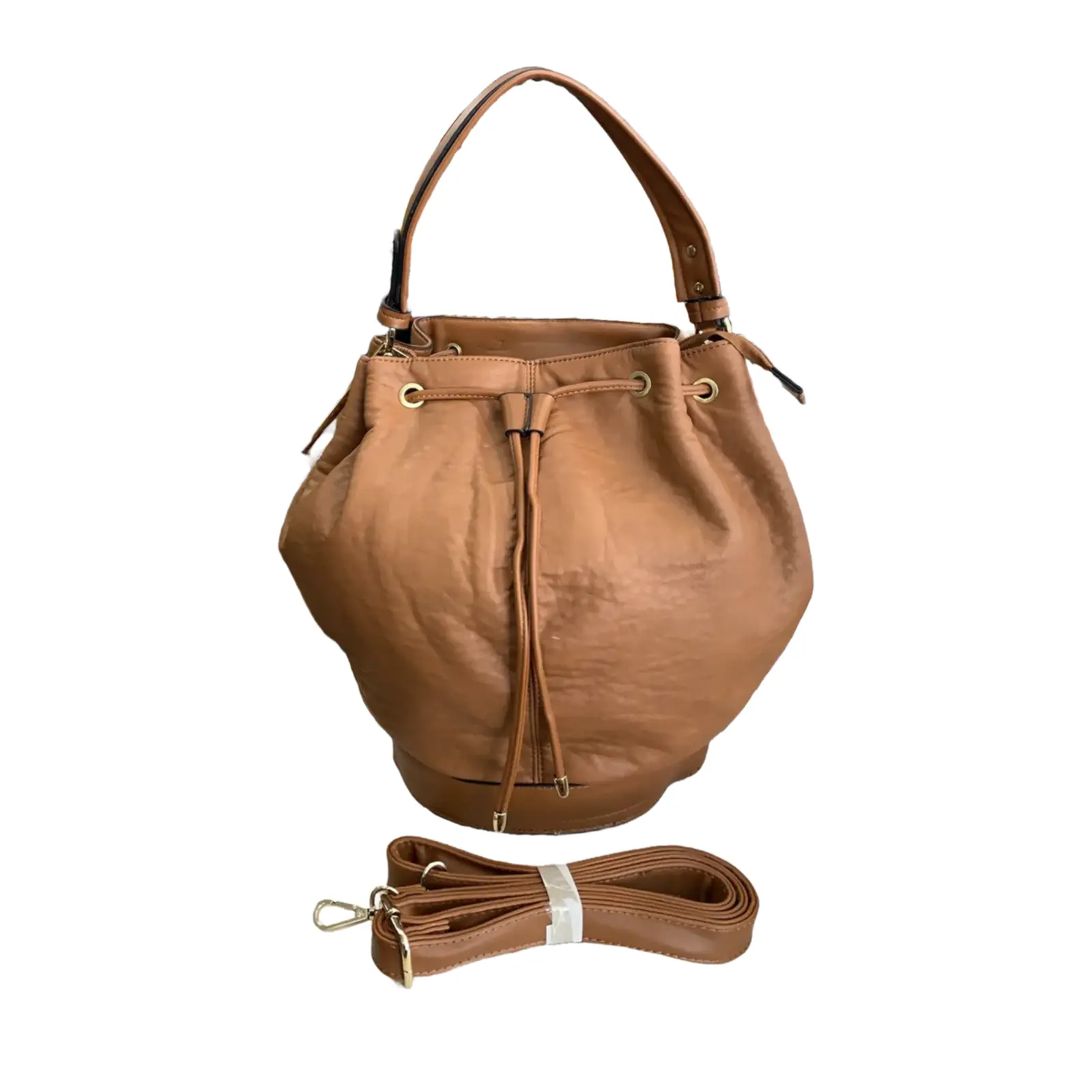 Drawstring Bucket Handbag with Detachable Strap - Image 3