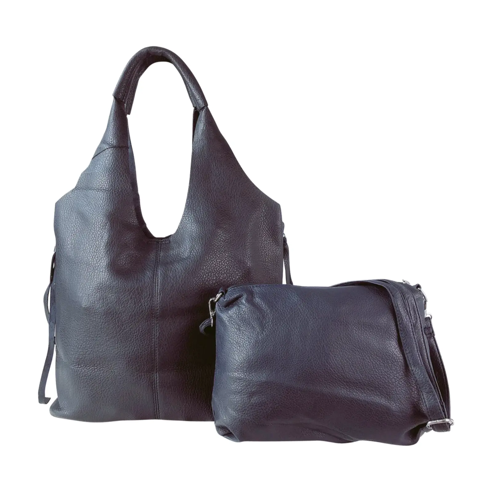 2-in-1 Soft Leather Hobo Shoulder Bag Set - Image 4
