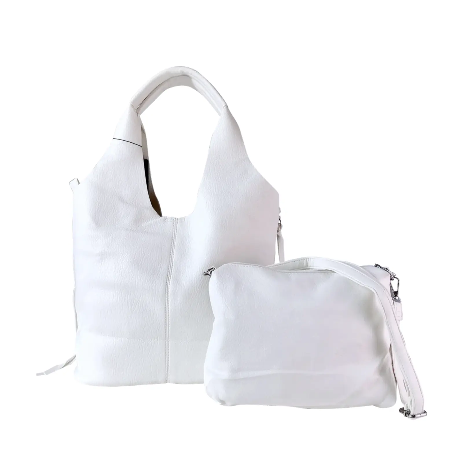 2-in-1 Soft Leather Hobo Shoulder Bag Set - Image 9
