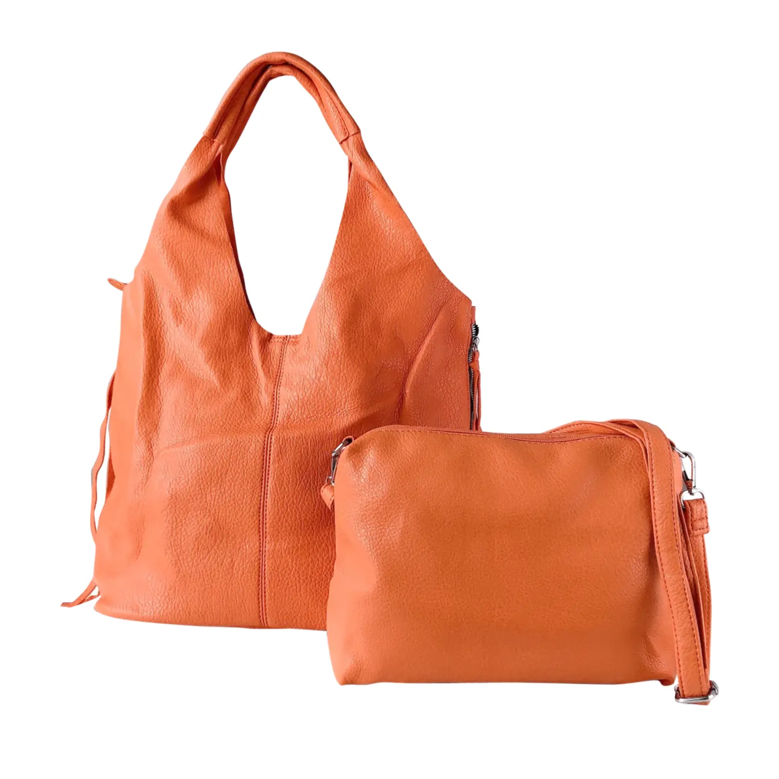 2-in-1 Soft Leather Hobo Shoulder Bag Set - Image 8