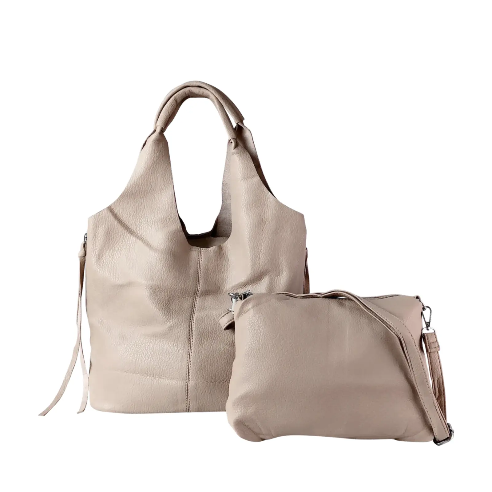 2-in-1 Soft Leather Hobo Shoulder Bag Set - Image 7