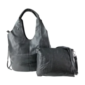 2-in-1 Soft Leather Hobo Shoulder Bag Set