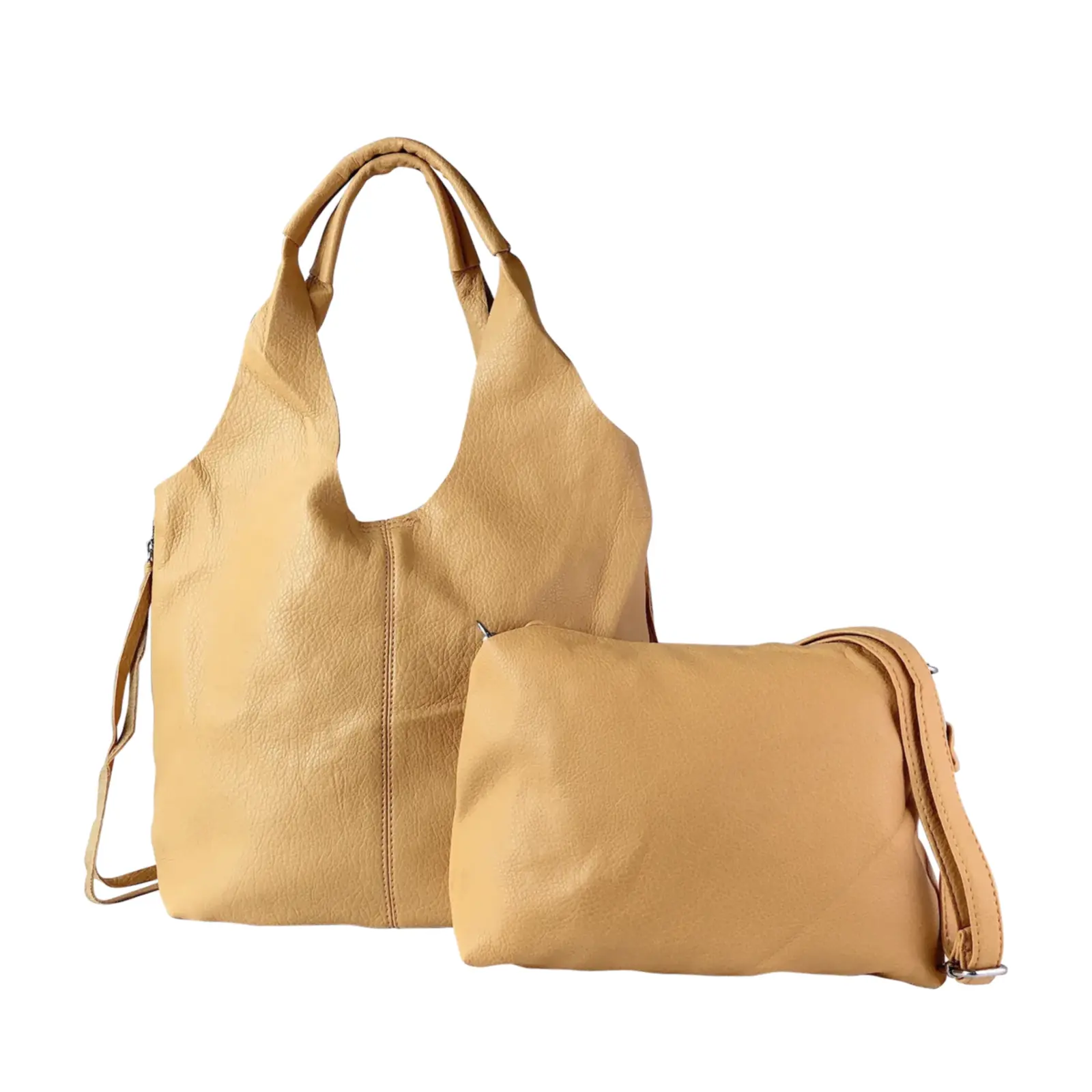 2-in-1 Soft Leather Hobo Shoulder Bag Set - Image 10