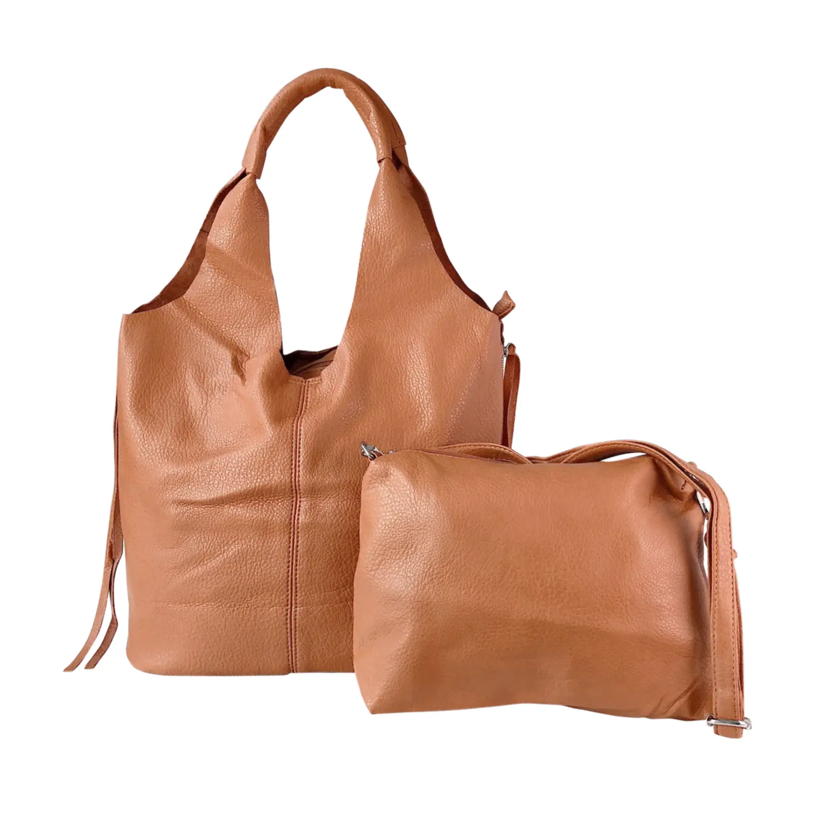 2-in-1 Soft Leather Hobo Shoulder Bag Set - Image 3