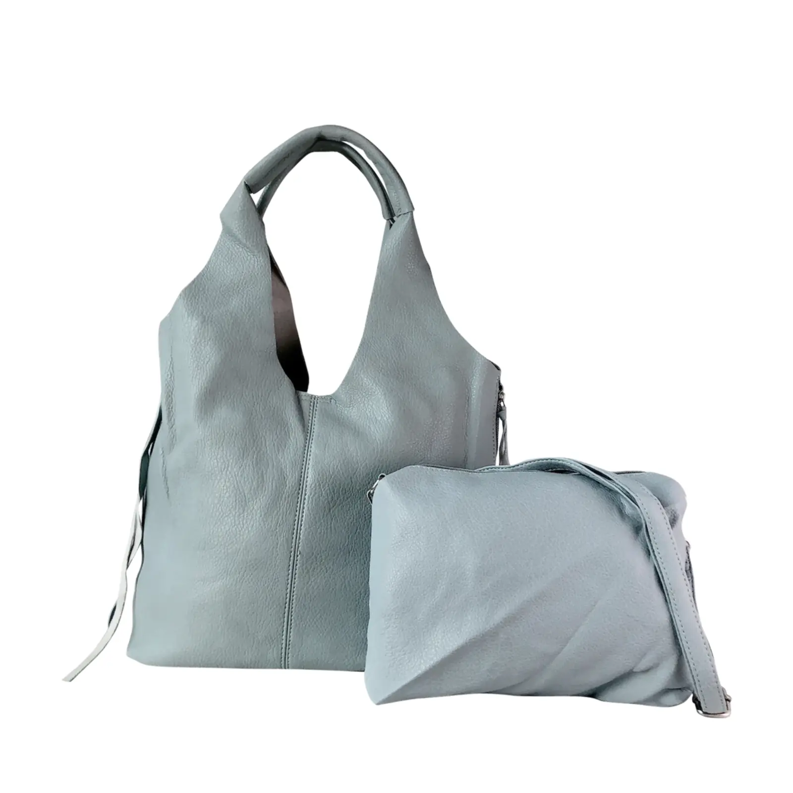2-in-1 Soft Leather Hobo Shoulder Bag Set - Image 5